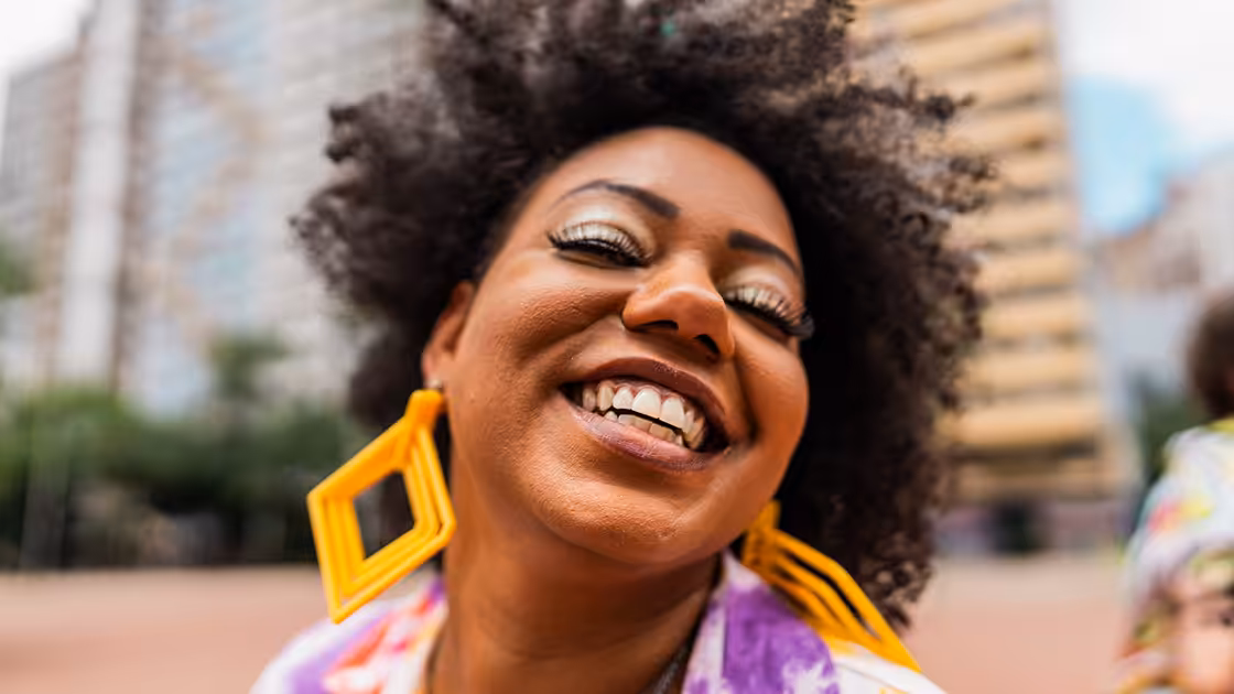 Woman w colorful earrings